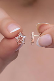 Heliophilia Silver Pendientes de Plata de Ley 925 con Baño de Oro Rosa y Circón